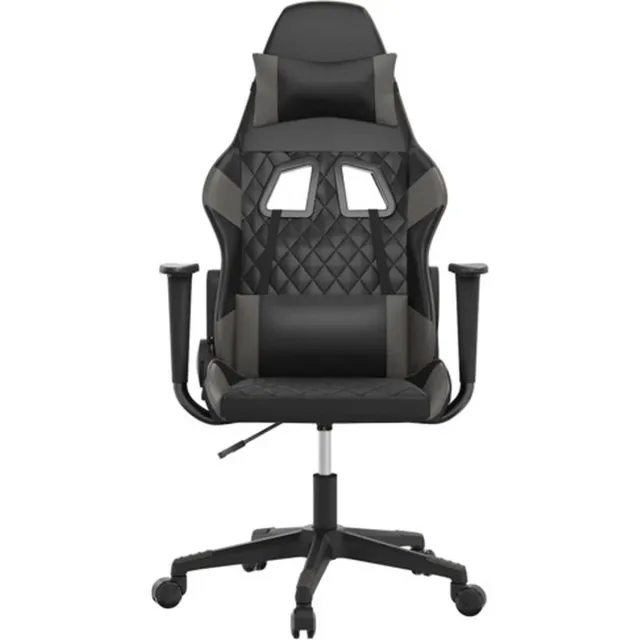 vidaXL Massage - gamestoel - kunstleer - zwart - en - grijs zwart en grijs
