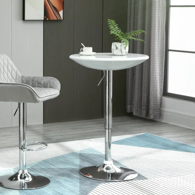 REDOM Bartafel - Draaibaar En In Hoogte Verstelbaar - Modern - Keuken En Woonkamer - Metaal - Wit - Ø61 X 76-97 Cm Bruin