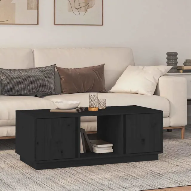 vidaXL Salontafel 110x50x40 cm massief grenenhout zwart, foto 2