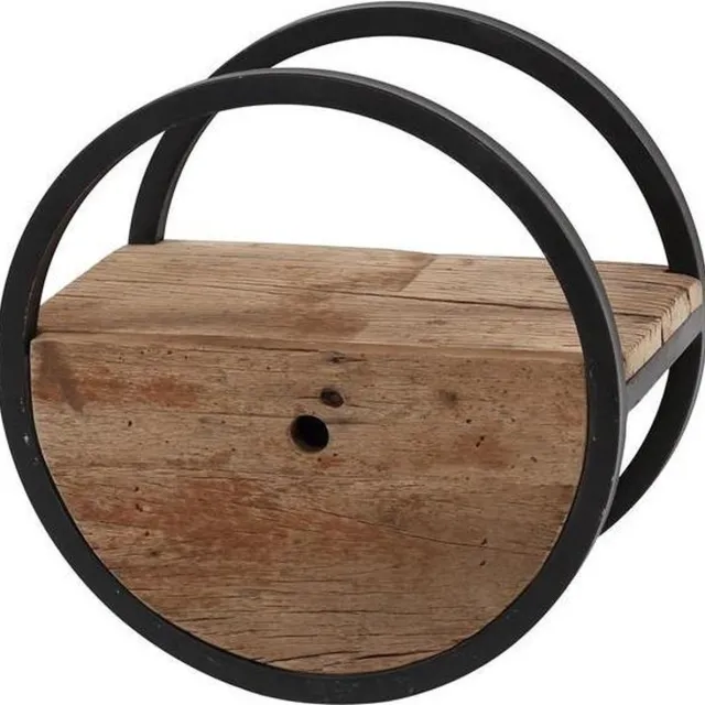 Dimehouse Industrieel rond wandrek hout en metaal Liv 50 cm Hardhout