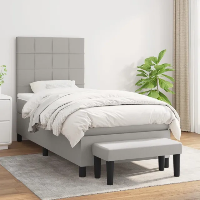 vidaXL Boxspring met matras stof lichtgrijs 90x190 cm grijs