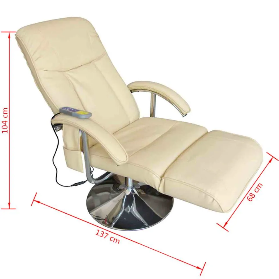 vidaXL Massagestoel kunstleer crèmewit, foto 3