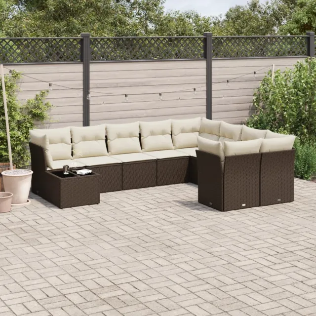 vidaXL 10-delige Loungeset met kussens poly rattan bruin, foto 2