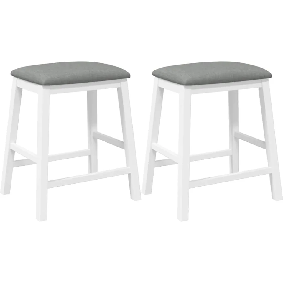 vidaXL Barstoelen met kussens 2 st massief hout rubber wit Bruin