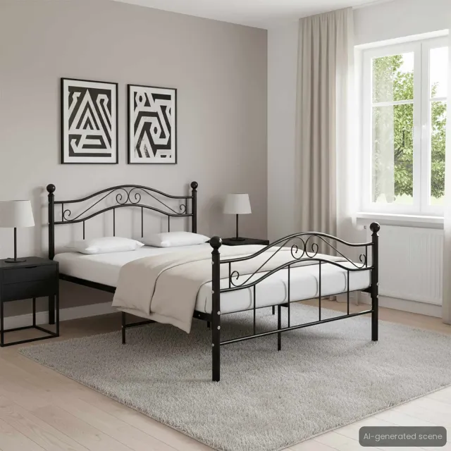 vidaXL Bedframe metaal zwart 120x200 cm