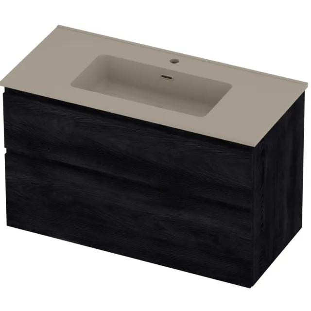 Proline Tribute Badmeubelset Porselein Elegant 1 Kraangat 100x46x62 cm Mat Crème Cotton Black Oak Eiken