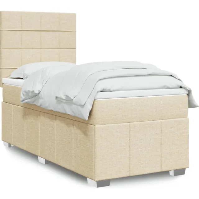 vidaXL Boxspring met matras stof crèmekleurig 100x200 cm