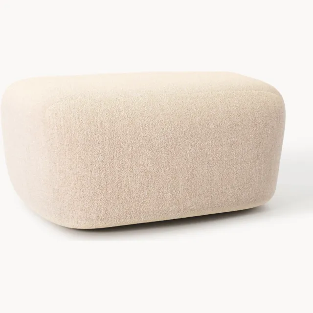 Westwing Collection Grote bouclé poef Wolke Roze
