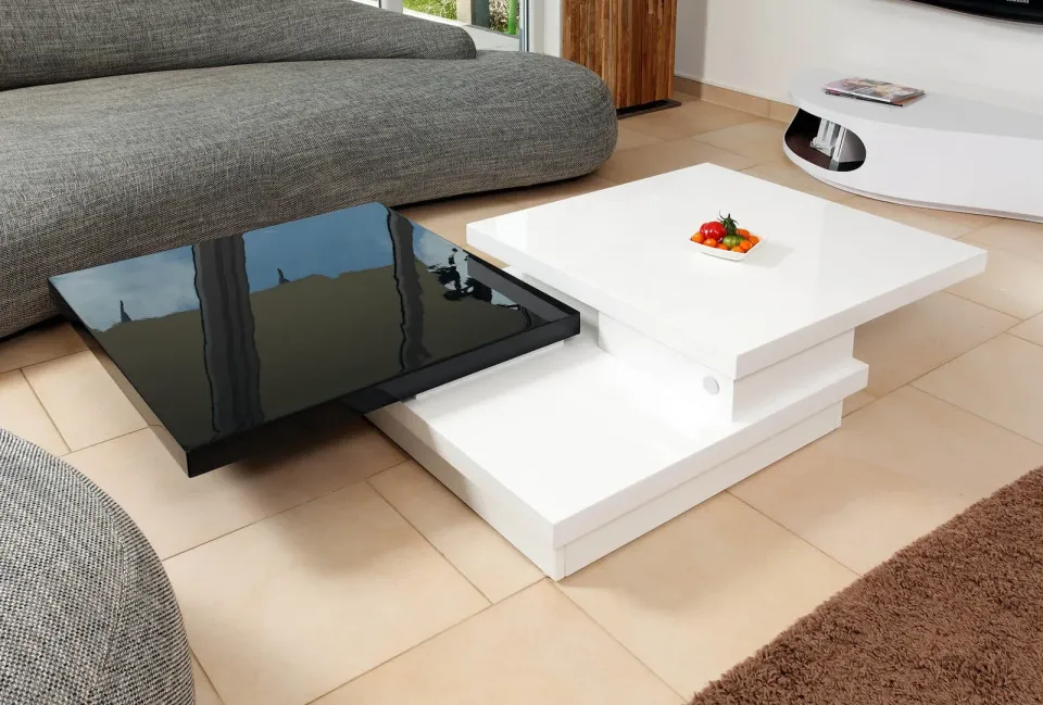 salontafel Gina hoogglans wit en zwart, foto 4