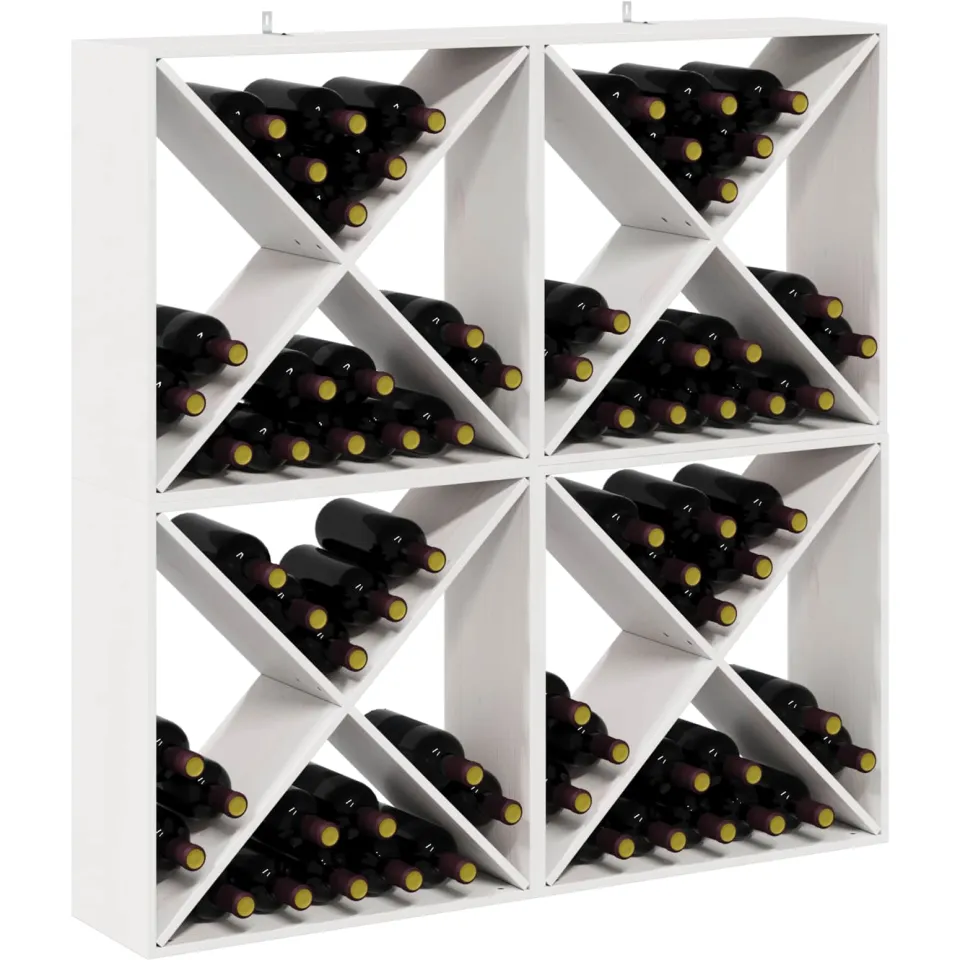 vidaXL Wijnrek 4 st Wit 62 x 25 x 62 cm Massief grenenhout