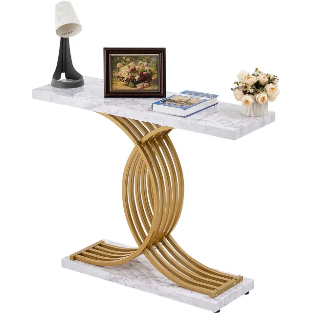 Vevor Smalle Consoletafel Entreetafel 1-Laags Bijzettafel Woonkamer kunstmarmer wit