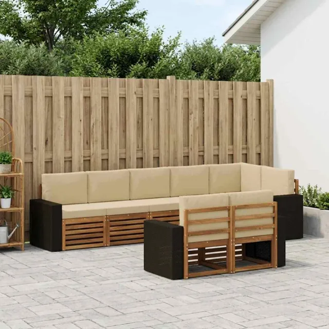 vidaXL Buiten bankenset 8 st 8-zits Natuurlijk en Beige