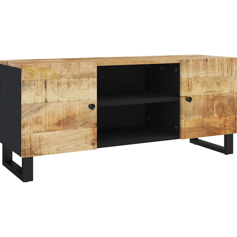 vidaXL Tv-meubel 105x33x46cm massief mangohout zwart, foto 3