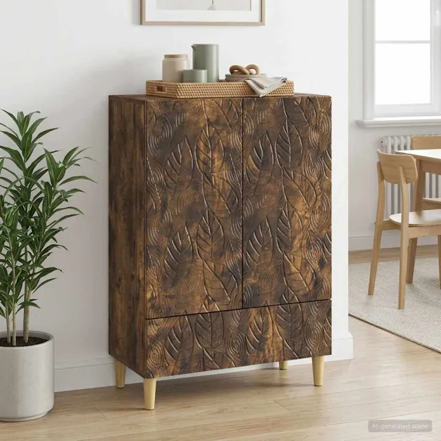 vidaXL Dressoir Gerookt eiken 66 x 34,5 x 95 cm Bewerkt hout Bruin