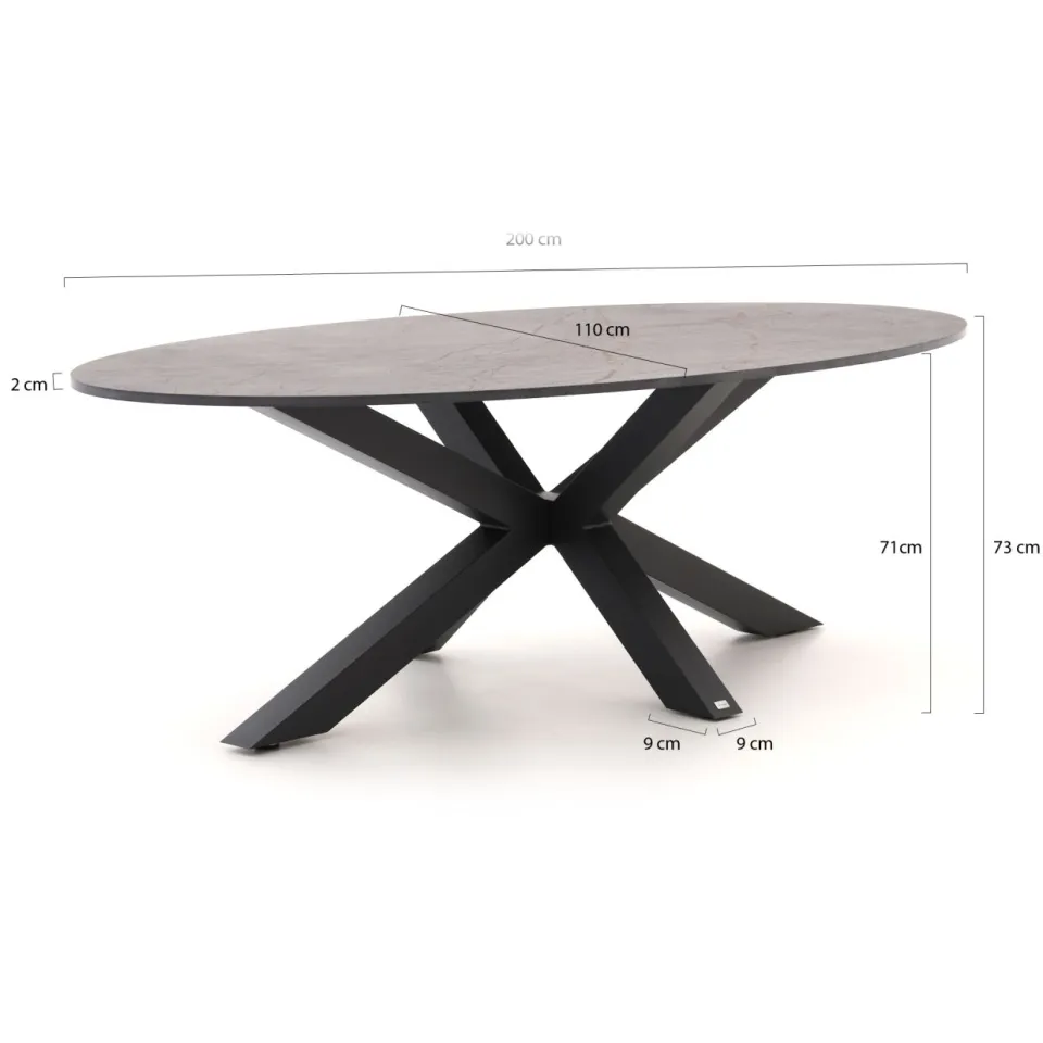 Bellagio tuinmeubelen Bellagio Induno Ellips dining tuintafel 200x110cm grijs, foto 2