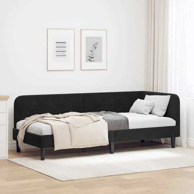 vidaXL Hoekbedframe Zwart 80 x 200 cm fluweel