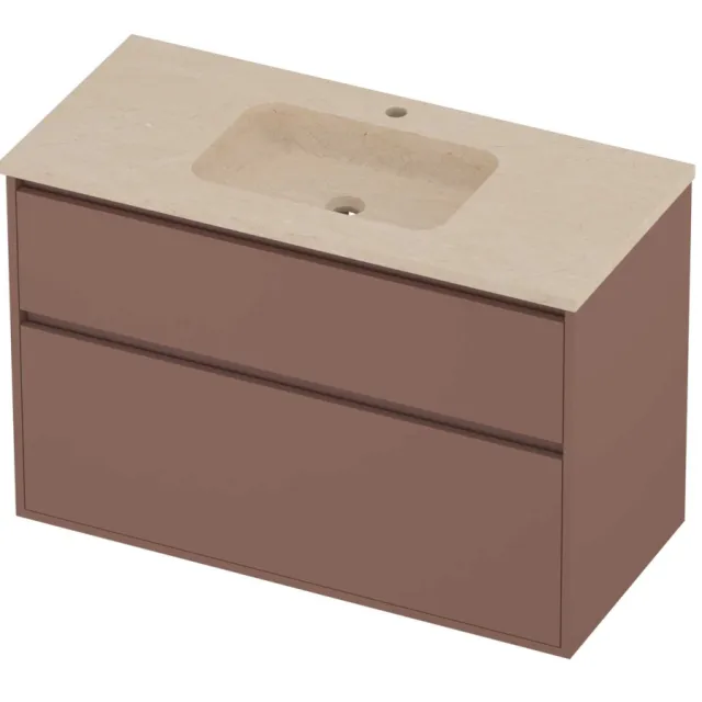 Proline Rollo Badmeubelset Hardsteen Elegant 2 Laden 100x46x67 cm Sand Stone Beauty Blush Rosé Goud