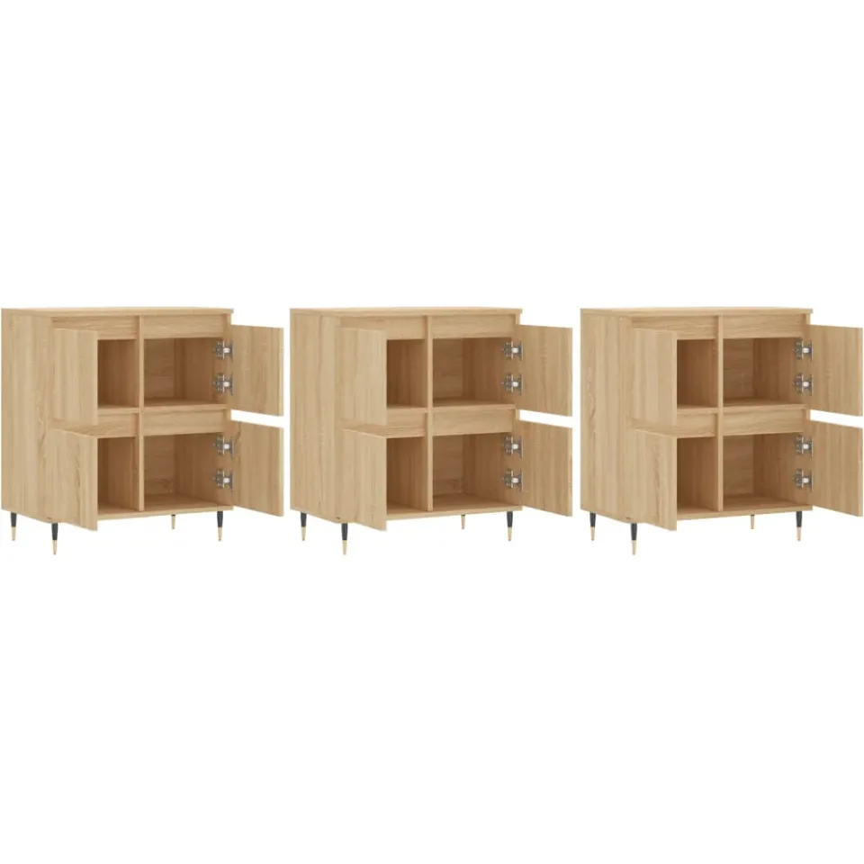 vidaXL Dressoirs 3 st bewerkt hout sonoma eiken Bruin