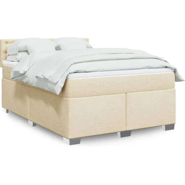 vidaXL Boxspring met matras stof crèmekleurig 160x200 cm