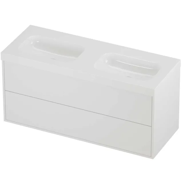 Proline Haga Badmeubelset Polystone Mezza In Kader 120x46x58 cm Glans Wit Mat White Mat Wit
