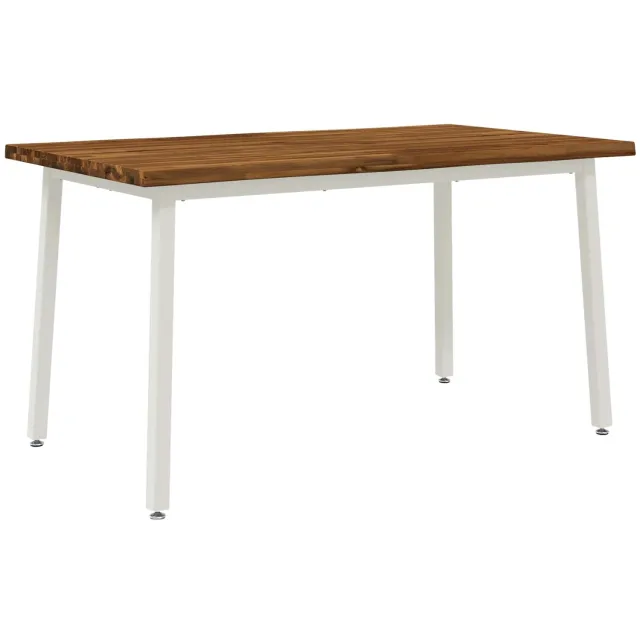 vidaXL Eettafel - met - levendige - rand - 140 - x - 80 - x - 75 - cm Natuurlijk en Wit