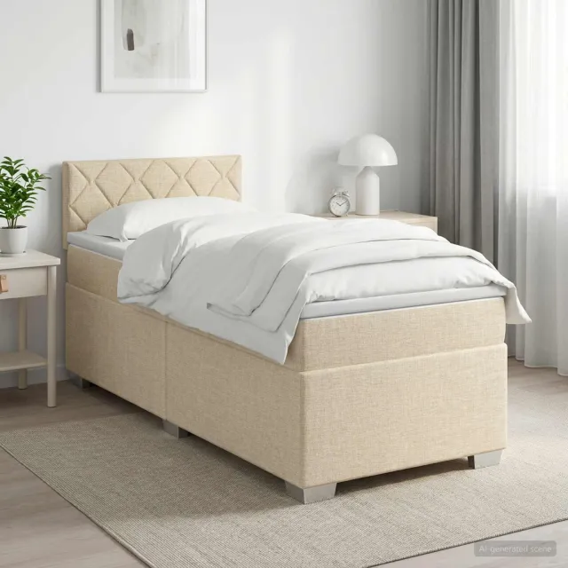 vidaXL Boxspringbed met matras Crèmekleurig 90 x 190 cm Stof