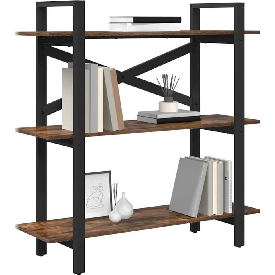 vidaXL Boekenkast Gerookt eiken 100 x 33,5 x 102 cm Bewerkt hout Bruin
