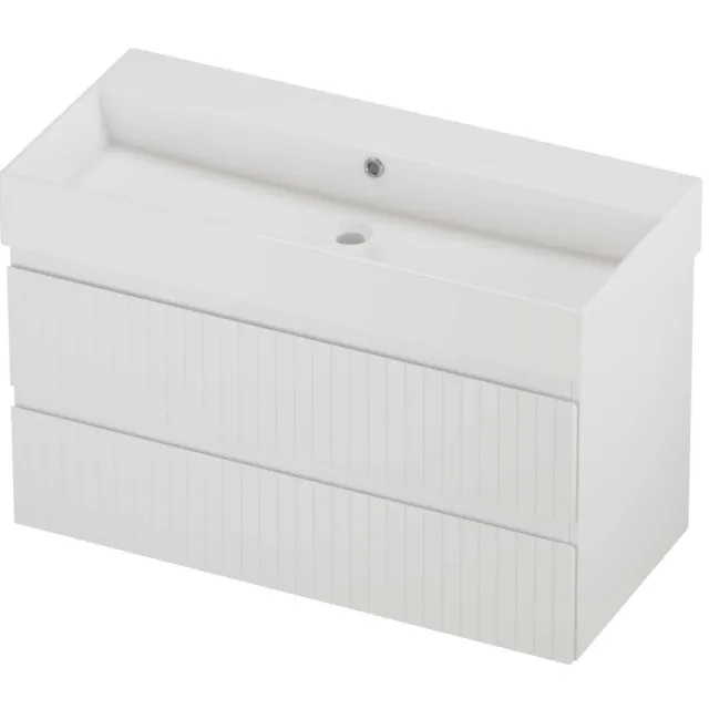 Proline Zara Badmeubelset Porselein Loft Zonder Kraangat Gefreesd 100x46x65 cm Glans Wit Mat Wit