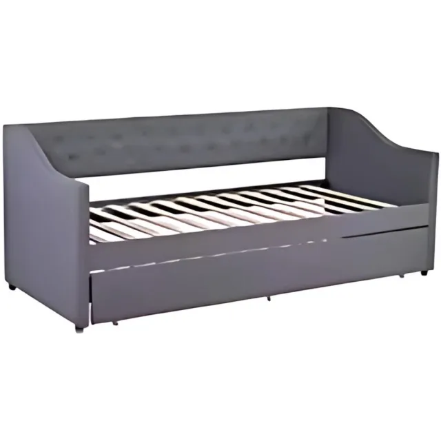 Happiq Opulence Slaapbank voor 2 personen - 90 x 200 cm - Logeerbed - Zetelbed - Gestoffeerd - Grijs