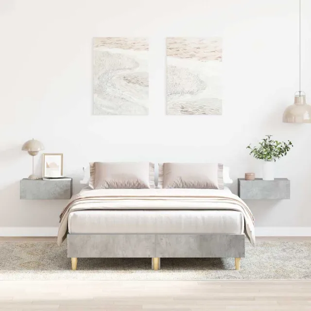 vidaXL Bedframe zonder matras 135x190 cm spaanplaat betongrijs