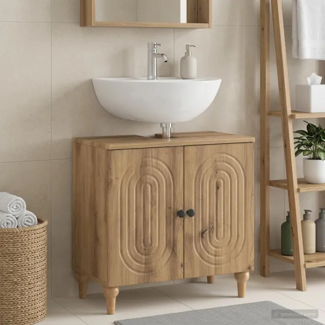 vidaXL Badkamer wastafelkast ALKMAAR Artisanaal eiken Bruin