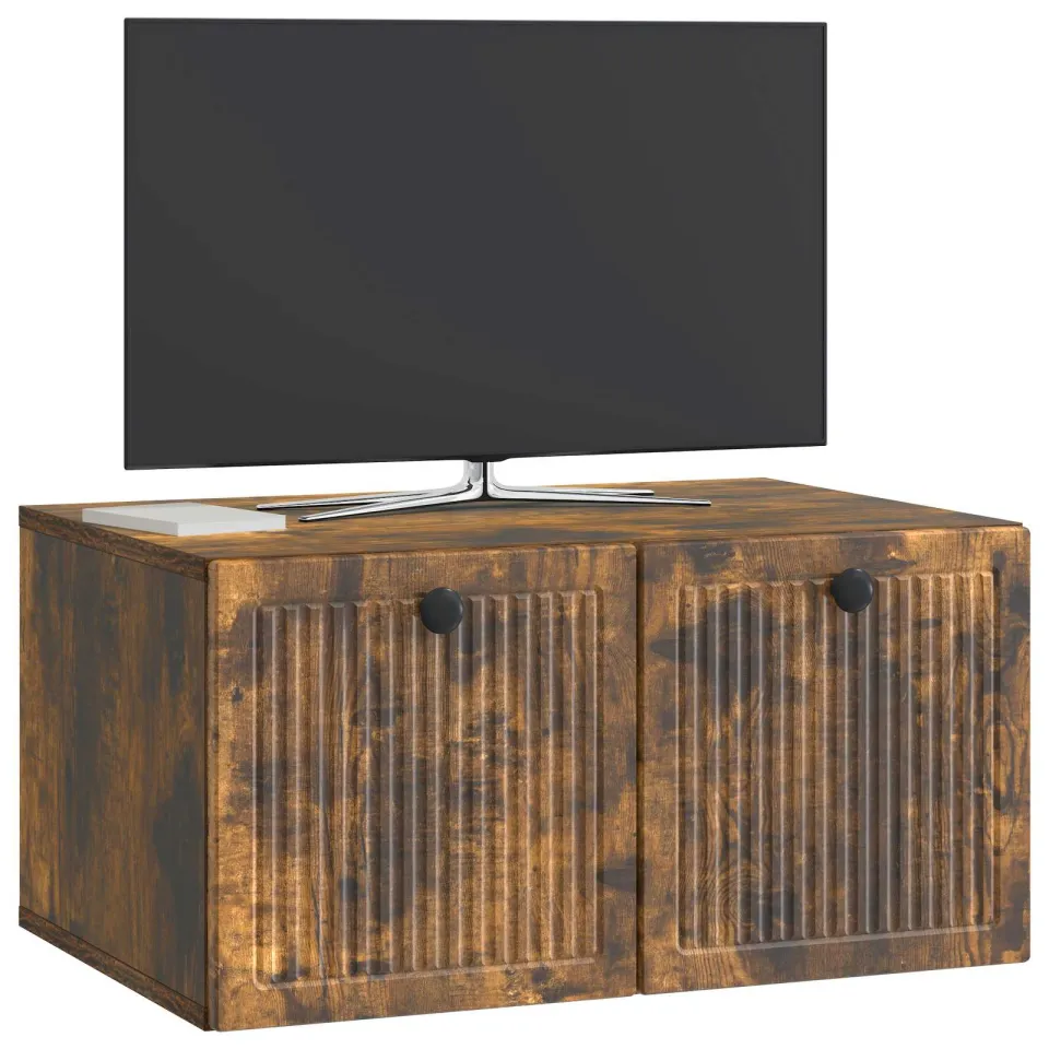 vidaXL Wandbeugel TV-kast Gerookt eiken 59,5 x 41 x 30 cm Bewerkt hout Bruin