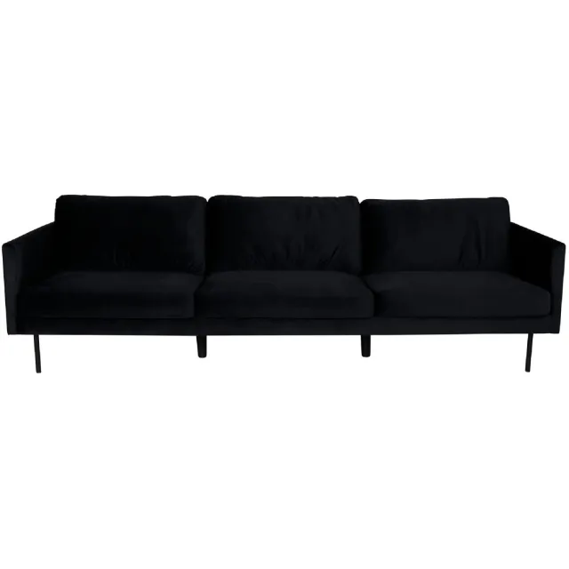 QUVIO 3-zitsbank - Zwarte fluwelen bekleding - Scandinavisch design