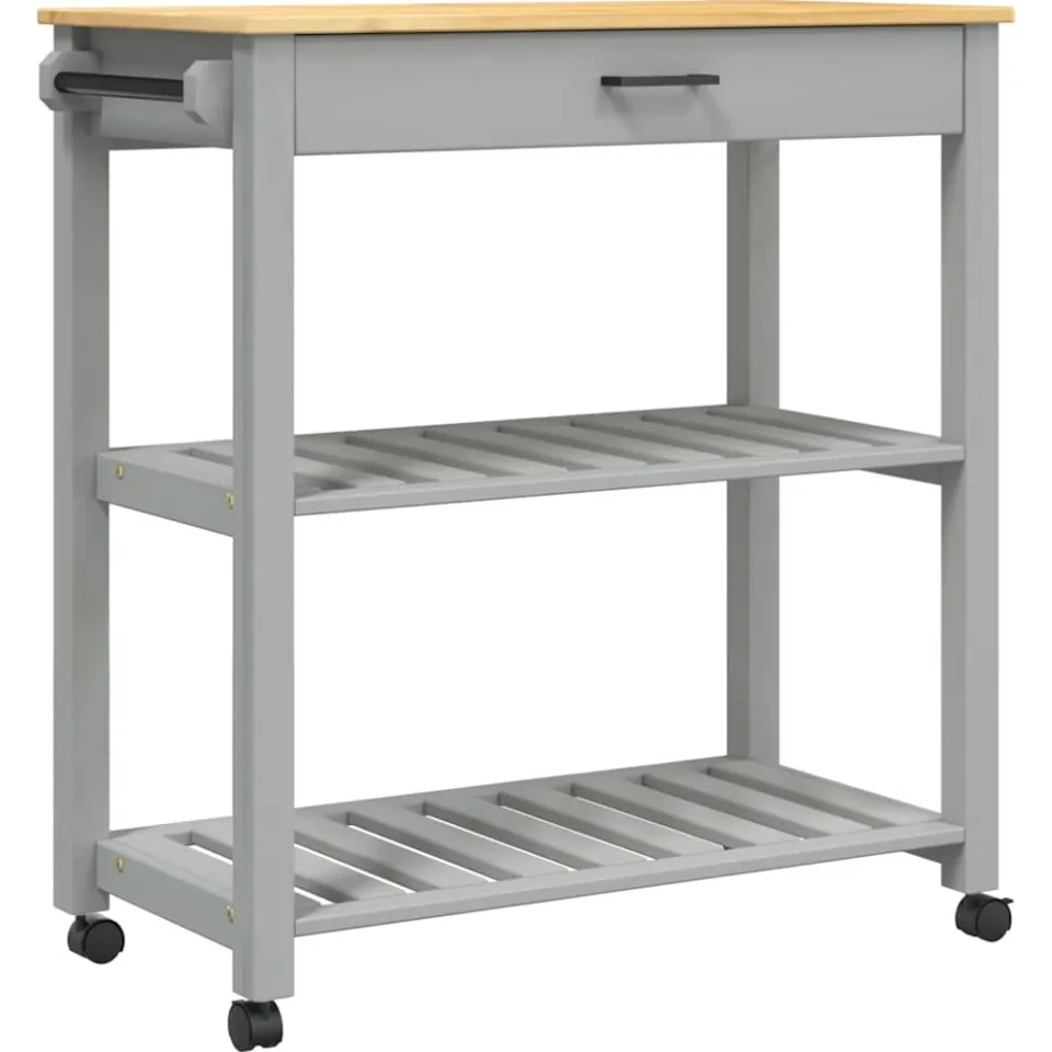 vidaXL Keukentrolley MONZA 84x40x88,5 cm massief grenenhout grijs