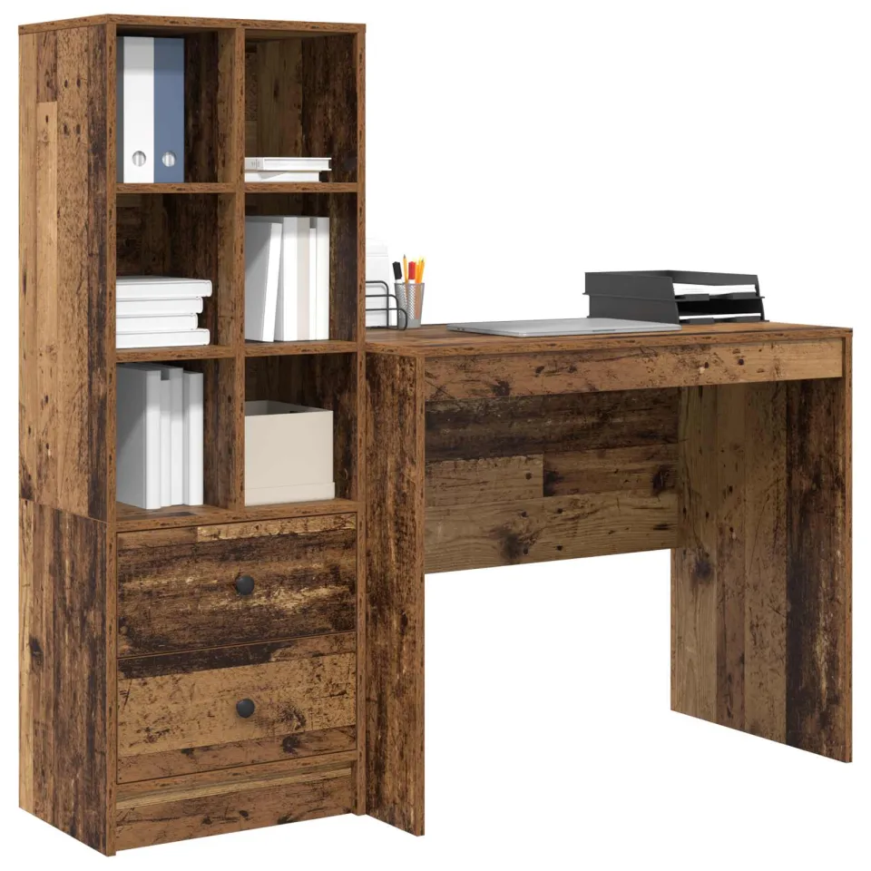 vidaXL Bureau Oudhout 135,5 x 50 x 127 cm 2 st Bruin