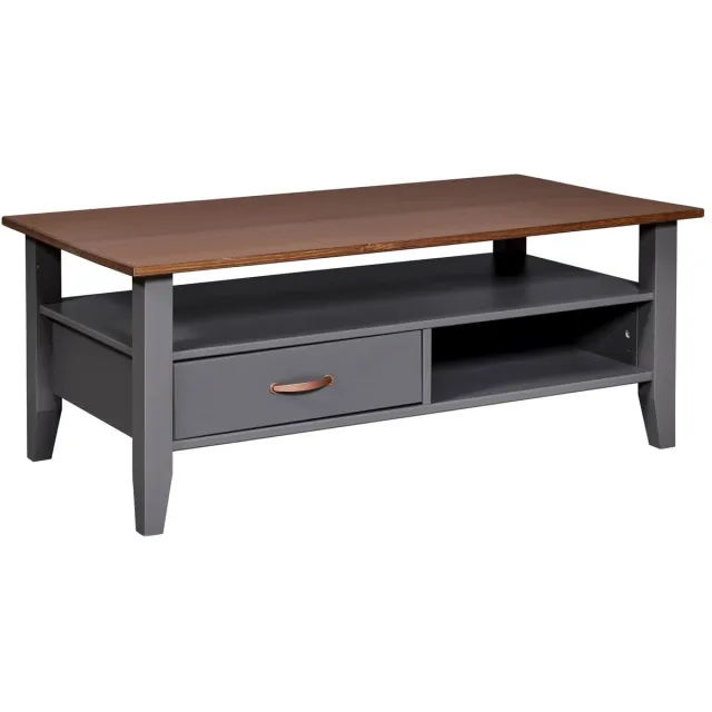 Interlink SAS Salontafel Luzerna | 115 x 45 x 60 | Met lade en opbergplaats | Kleur: Grijs - Interlink - Rechthoekige salontafels - Grijs - Spaanplaat - Rechthoekige salontafels