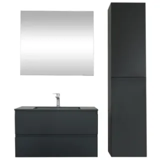 AquaVive - Praxis Eigen Merk Aquavive Wastafelonderkast Napoli 90cm - Zwart Mat - Met 2 Lades, foto 4