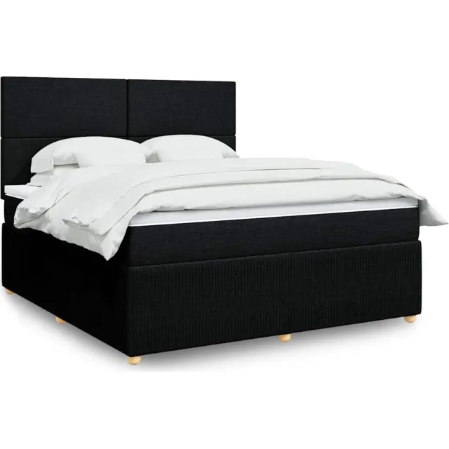 vidaXL Boxspring met matras stof zwart 180x200 cm