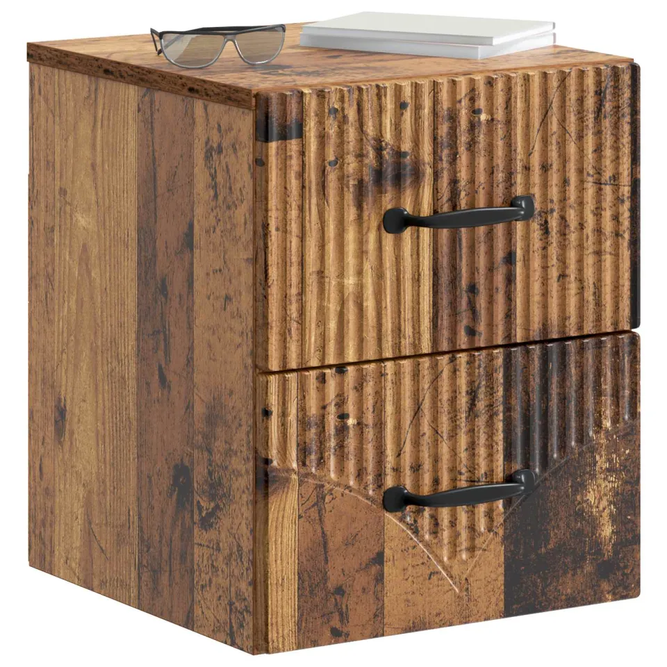 vidaXL Wandbeugel Bedkast 2 st Oud hout 34,5 x 33 x 40 cm Bewerkt hout Bruin