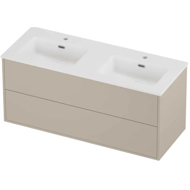 Proline Tribute Badmeubelset Porselein Elegant In Kader 120x46x54 cm Mat White Soft Linen Beige