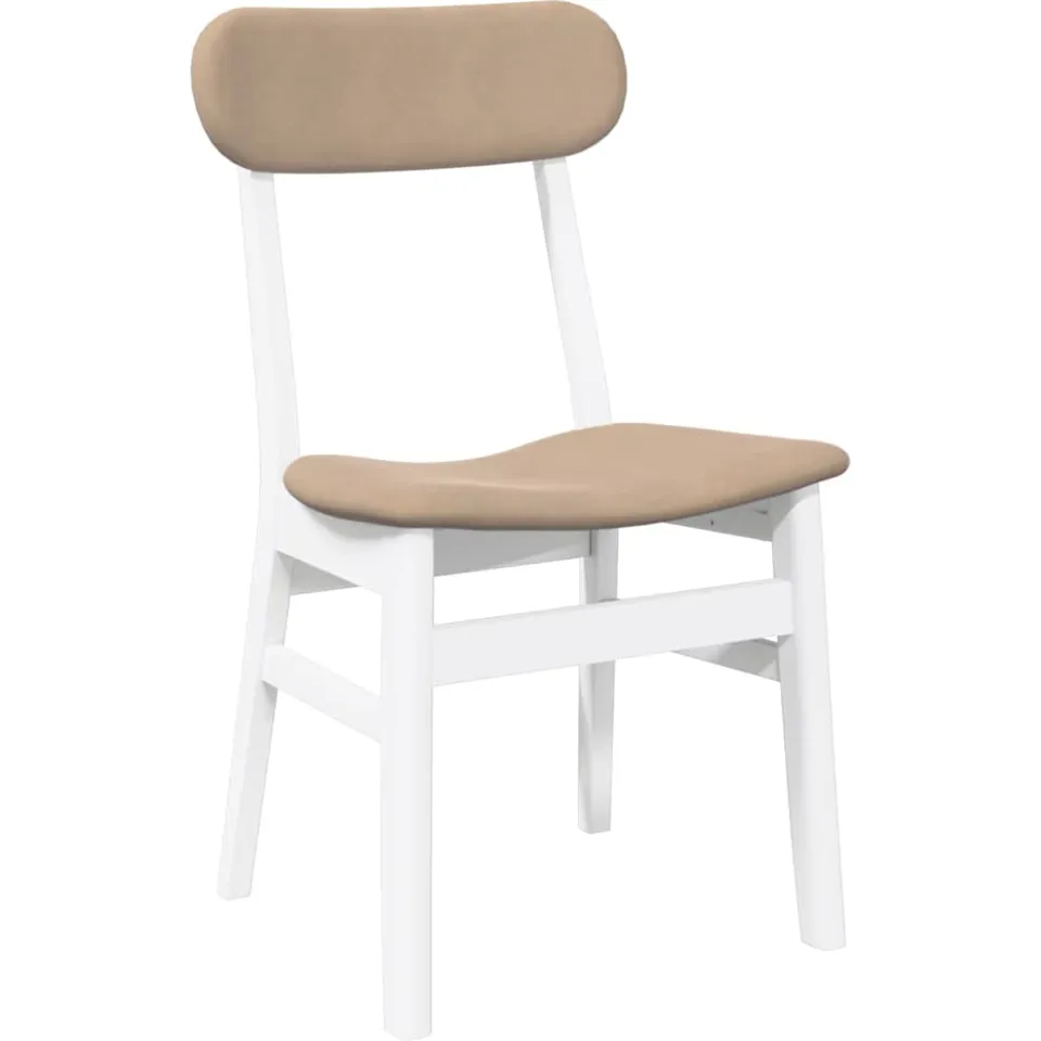 vidaXL Eetkamerstoelen met kussens 2 st massief hout rubber wit, foto 4
