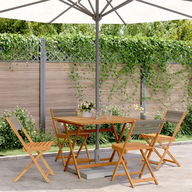 vidaXL 5-delige Tuinset polypropeen en massief hout grijs, foto 2
