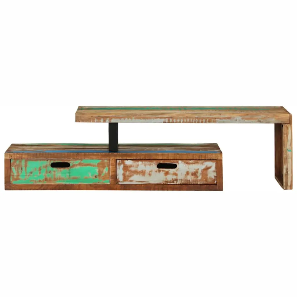 vidaXL Tv-meubel (118-200) x 30 x 40 cm massief hout gerecycled bruin, foto 2