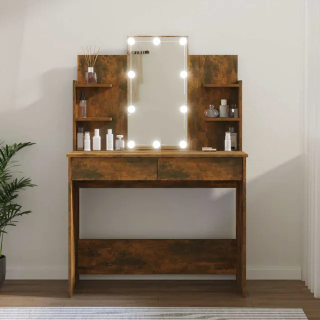 vidaXL Kaptafel met LED-verlichting 96x40x142 cm gerookt eikenkleur Bruin
