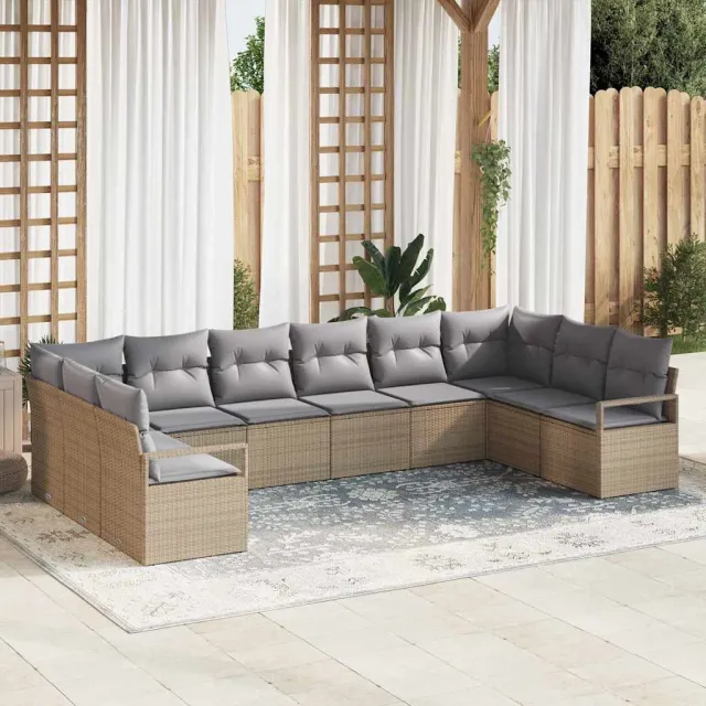 vidaXL Bankstel 10 st Beige poly rattan, foto 2