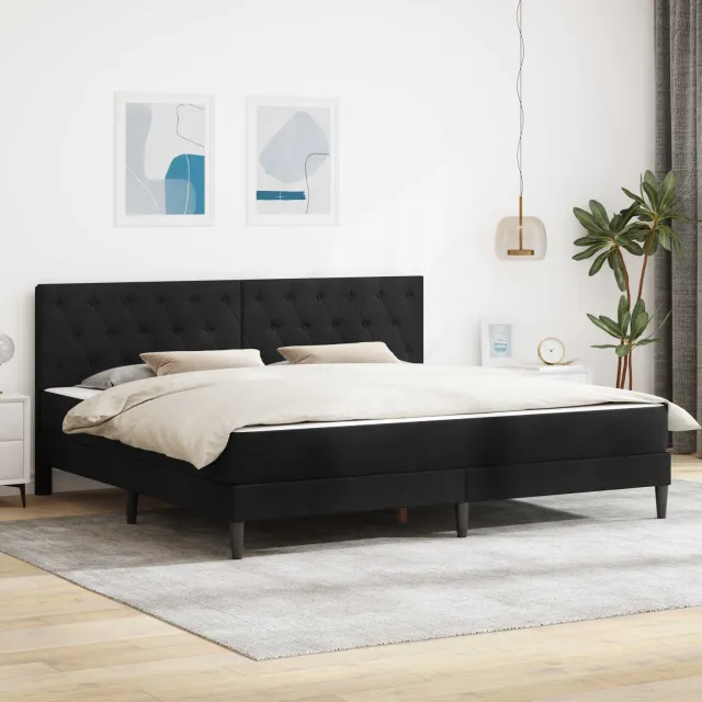 vidaXL Bedframe met matras Zwart 180 x 200 cm fluweel