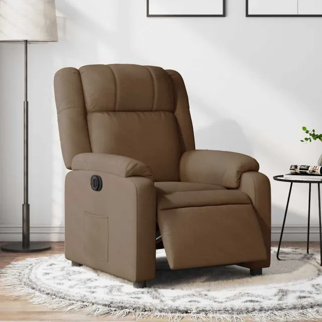 vidaXL Fauteuil verstelbaar elektrisch stof bruin