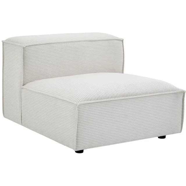 Vente-unique Fauteuil in beige ribfluweel RUZOLO
