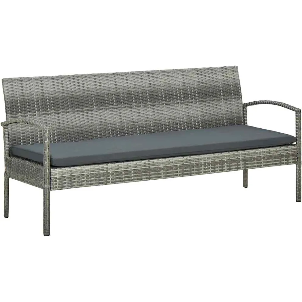 vidaXL 5-delige Loungeset met kussens poly rattan grijs, foto 3