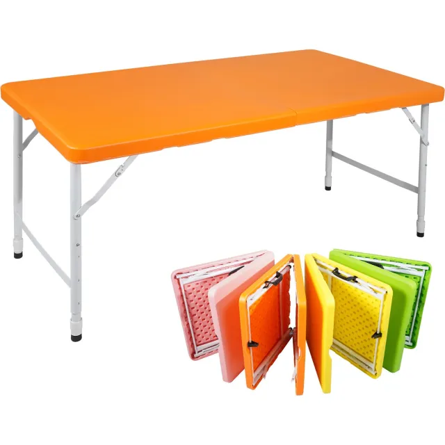 CHICFURN Picknicktafel - 6-8 personen - Opvouwbaar - Verstelbaar - Oranje